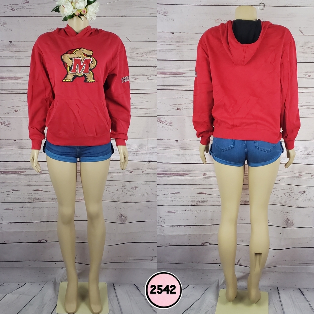 stadium athletics small red hoodie sweatshirt